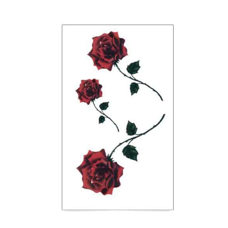 

Hot Waterproof Temporary Tattoo Sticker Red color Rose Tatto Stickers Brand Tatoo Fake Tattoos For Women Girl