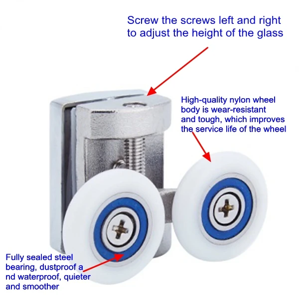 Душевые ролики для раздвижных дверей ванная комната поддон стеклянные раздвижные ролики для раздвижных дверей бегуны колеса ролики сильная несущая способность ультра-тихий