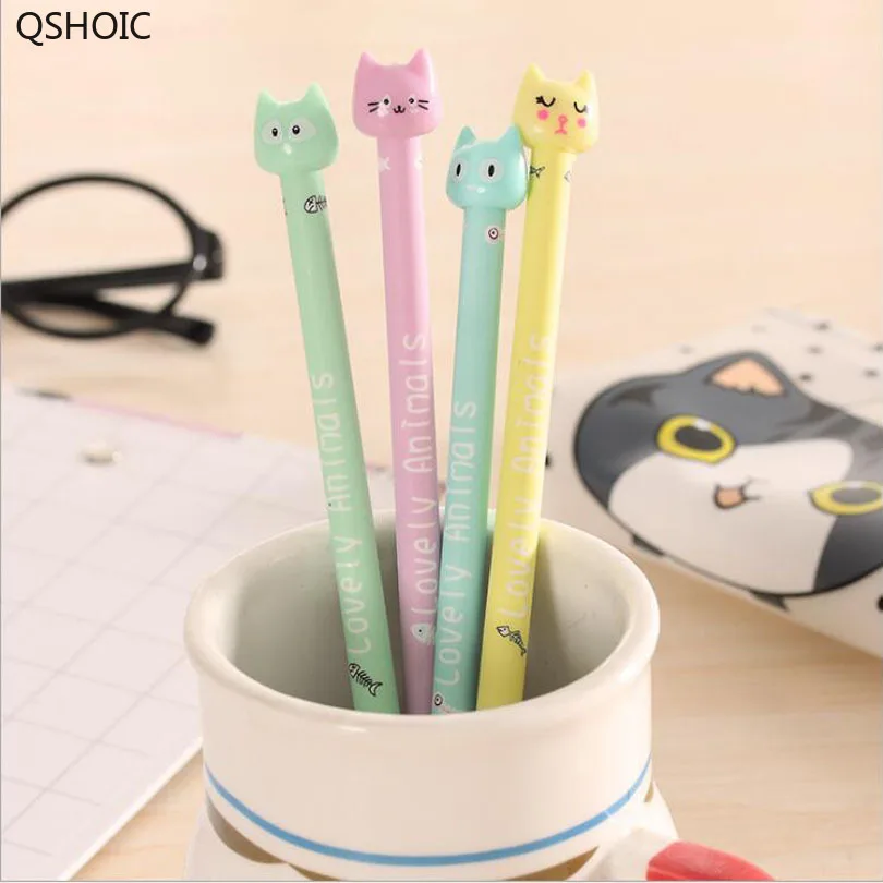 

60pcs/lot Cute 3D Cat 0.5mm Black Ink Gel Pen/kawaii Signature Pen/Funny Students' Gift/office School Stationery Supplies G149
