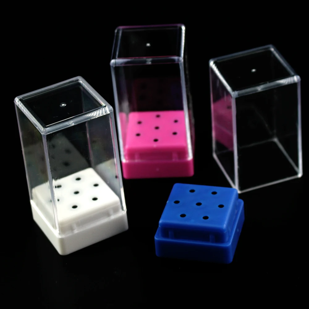

3 Type Nail Drill Holder 7 Holes Bits Stand Red White Container Display Acrylic Empty Storage Box Container Manicure Tools