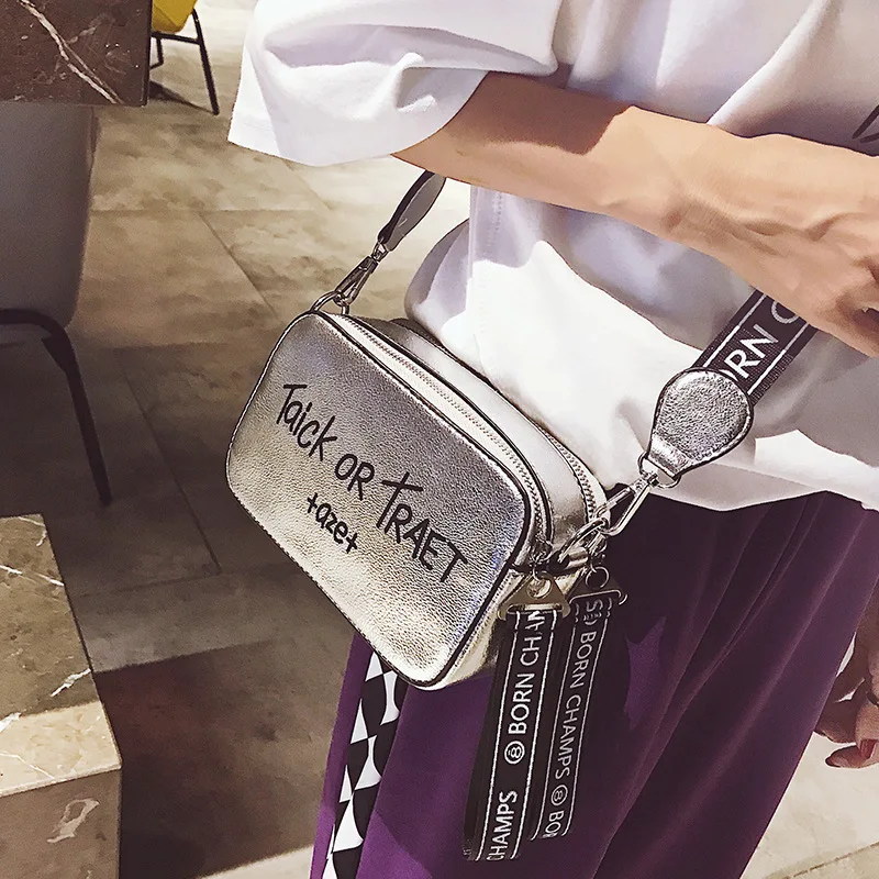 

2019 Fashion New Ladies Glossy Square bag High quality PU Leather Women's Designer Luxury Handbag Letter Shoulder Messenger bag