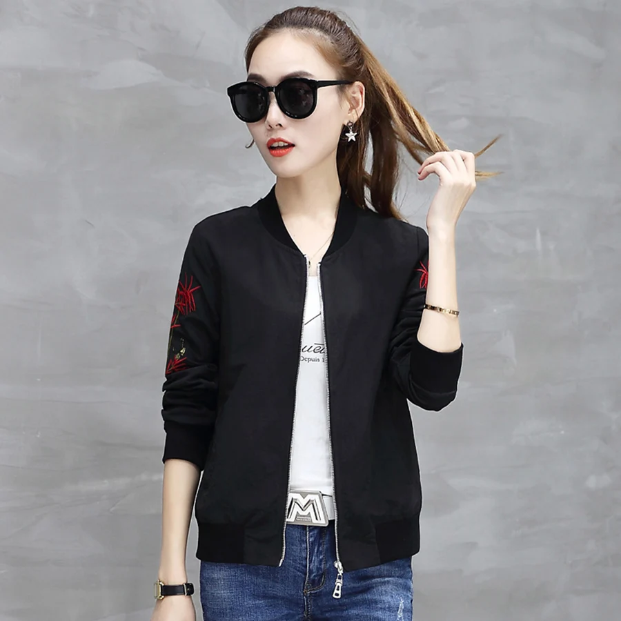 Cardigans Women Casual Jacket Solid Color Embroidered Jacket Big Size