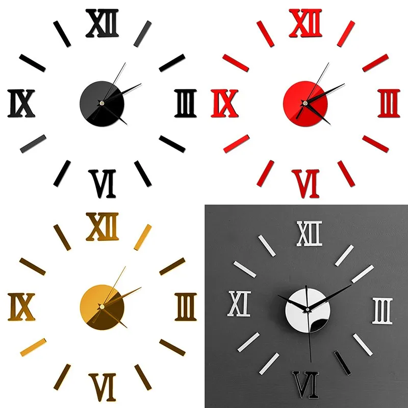 Римские настенные часы с цифровым номером, 3d зеркальные бесшумные часы, акриловые настенные часы, современный дизайн
