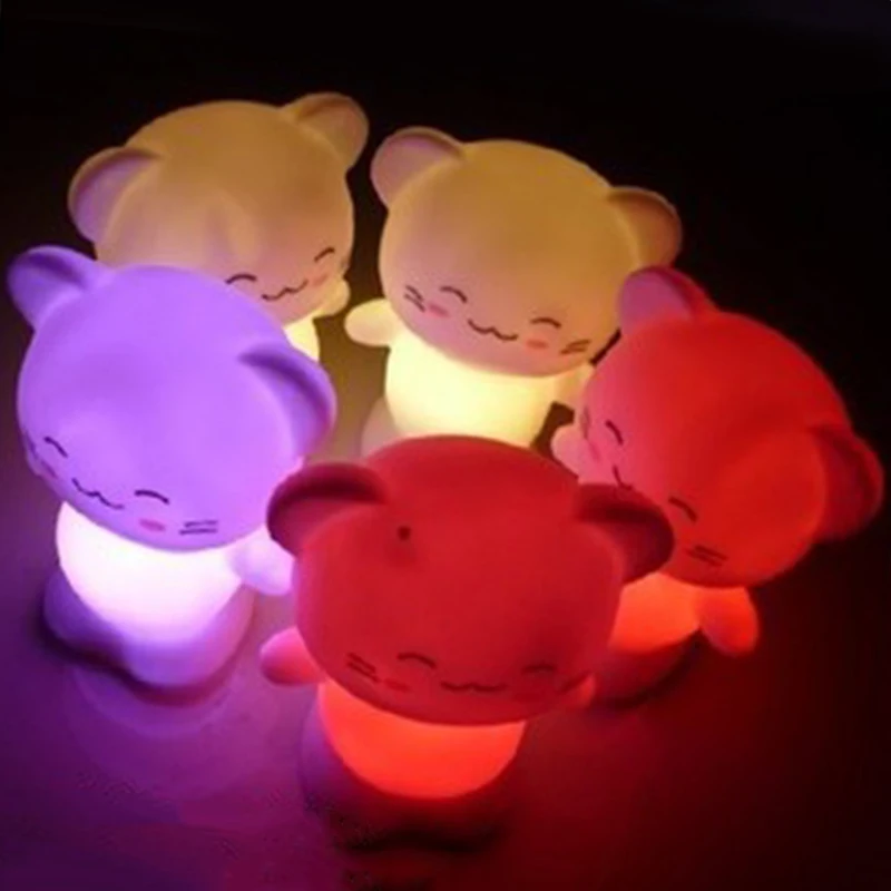 Яркий люминесцентный светящийся светодиодный номер прикроватный ночник счастливый кот мультфильм декор