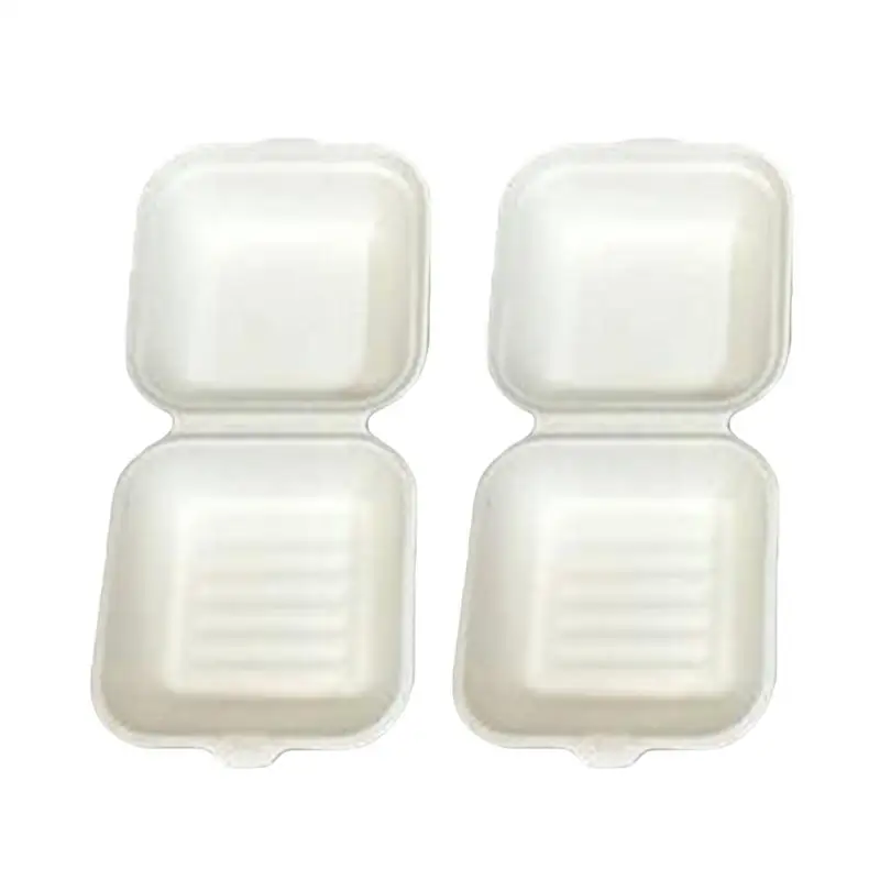 

50 Pcs Disposable Pulp Packing Boxes High Grade Take Out Boxes Fruit Boxes Hamburger Carry Out Containers