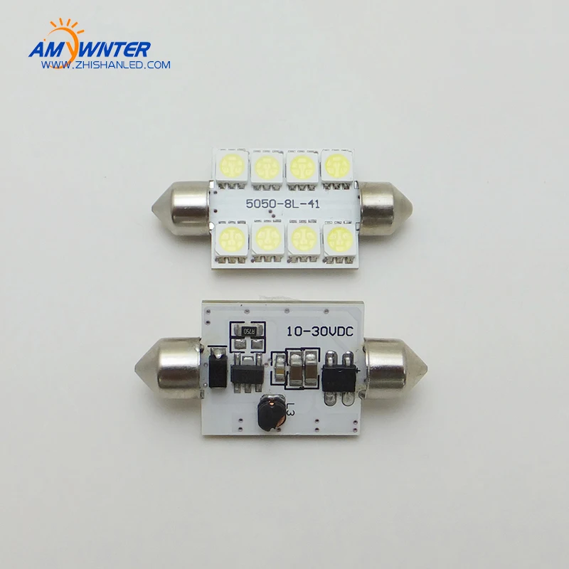 C5w автомобильная лампа для внутреннего освещения, теплый белый свет, лампа для чтения, авто запчасти для автомобиля 10-30VDC 8 SMD светодиодный 5050 41 мм