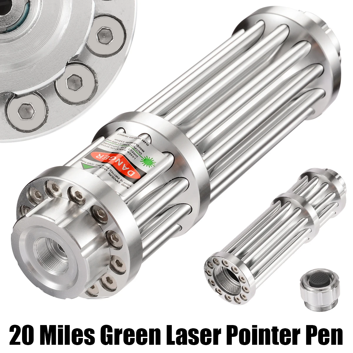 High Quality 20 Miles Green Laser Pointer Pen Adjustable Focus Laser Zoomable Beam Light 0.5MW 532nm Aluminum Laser Pointer Tool