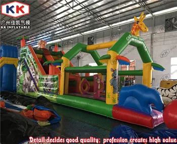 

Jungle Animals Theme Green Outdoor Sports Goods Inflatable Slide For Kids