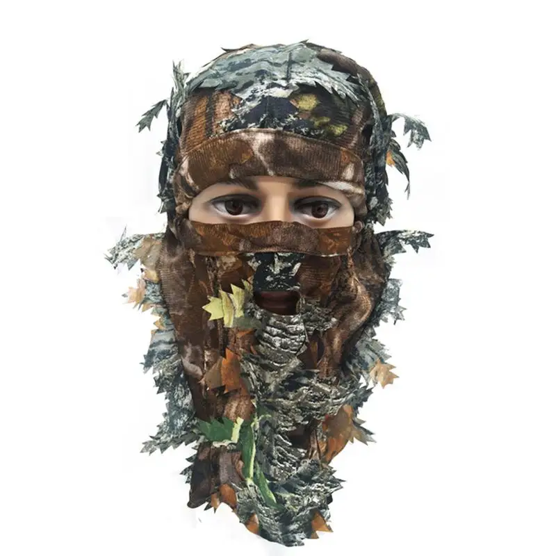 Камуфляжная маска с 3D листом для всего лица, капюшон, костюмы, головные уборы, кепки, камуфляжная охотничья шляпа, головные уборы, маски, дышащие