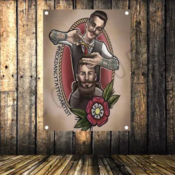 

Barber Shop Signboard HD Cloth Printing Decor Hairdresser Poster Flag Banner Advertising Signs Wall Decor 96x144 CM