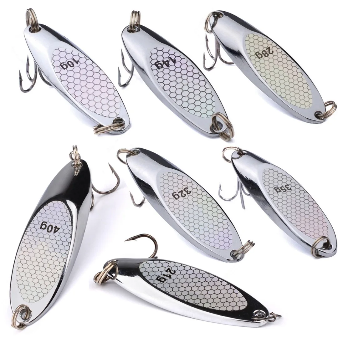 1Pcs High Quality 3g-40g Metal Spoon Fishing Lures Hard Baits Silver Spoon Lure For Fishing Baits Sea Lures Tool 9 Sizes