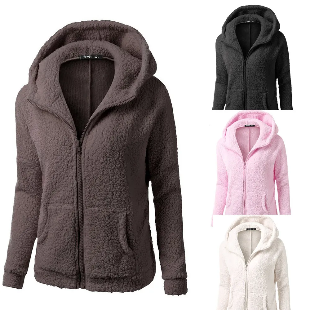 Hooded cardigan sweater with zipper jackets plus size