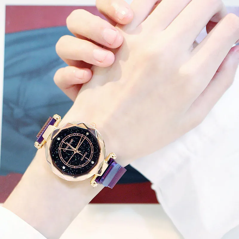 

Newly 1 Pcs Women Lady Student Wrist Quartz Watch Starry Sky Casual Alloy Strap for Party