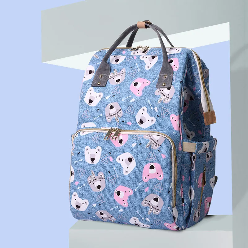 Fashion Polar Bear Printed Mummy Maternity Bag Baby Diaper Backpack Nappy Changing Bags Nursing Wet Stroller Bag For Mom (4)