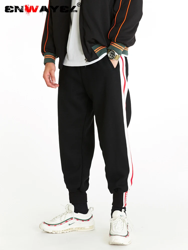 Hop Spliced 2019 D'impression Lâche Enwayel Mode K238 Pantalon Arrivée Printemps Black Lettre pink Hommes Stripe Pour Nouvelle Casual Hip Qualité qztdBwt