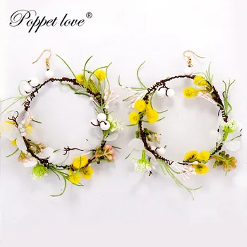 

2018 Fashion Jewelry full crystal Flower Rattan weaving Earrings for Women party wedding Blossoms simple round Earrings gift