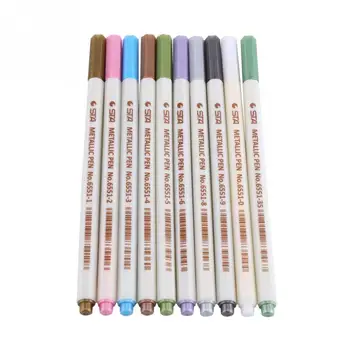 

10pcs Metallic Color Marker Pen Marking Highlighting with soft durable Fine Tip for Photo Album DIY School Office Supplies