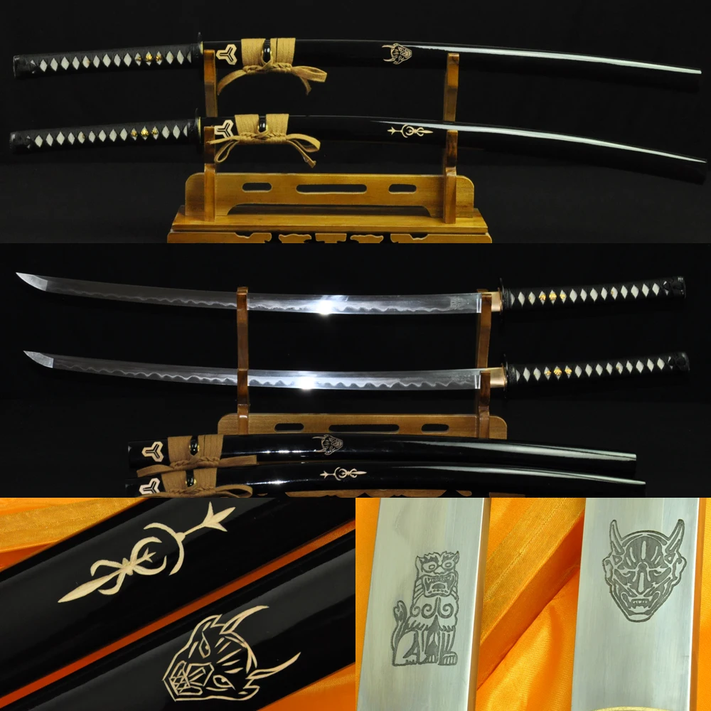 

JAPANESE SAMURAI KILL BILL SET (BILL+ BRIDE SWORDS) 1095 HIGH CARBON STEEL CLAY TEMPERED FULL TANG HANDMADE BLADEBATTLE READY