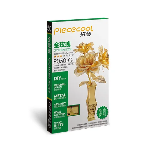 Piececool Gloden Rose 3D металлическая головоломка романтическая 3D металлическая лазерная резка модель Лобзики миниатюрная 3D головоломка для влюбленных подарок игрушки для взрослых