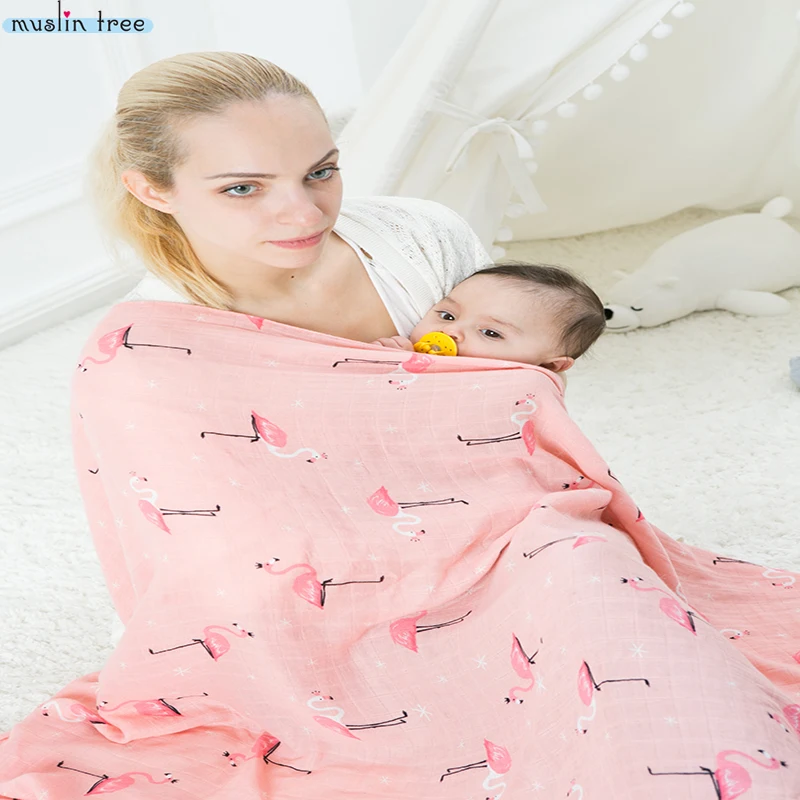 Billig Musselin Baum Neugeborenen Musselin Swaddle Baby Multi verwenden Bambus Baumwolle Decke Infant Neugeborenen Baby Wrap 120X120cm