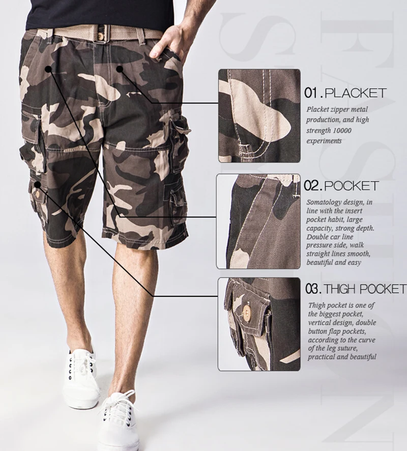 Summer Mens Shorts Army Camouflage Combat Camo Cargo Shorts Pants Trousers T479 