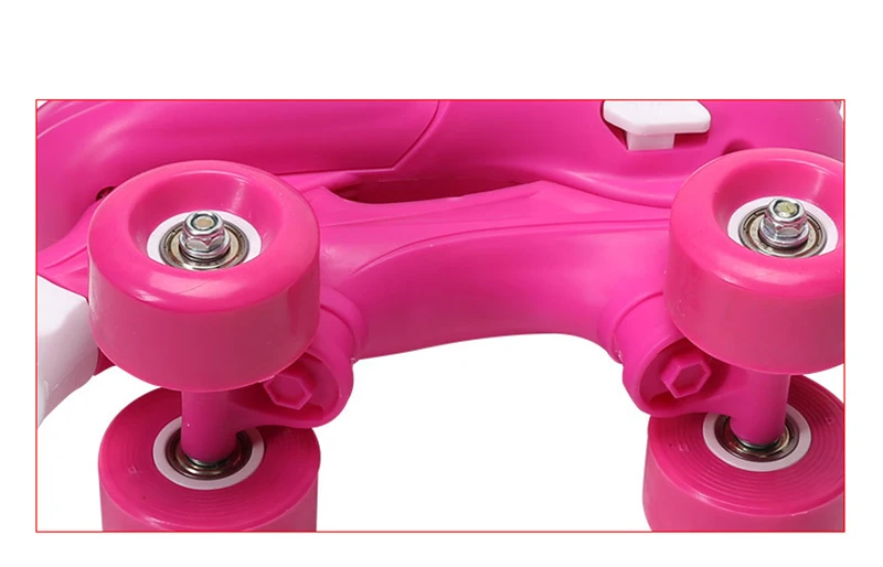 Милая детская розовая двойная линия для девочек, четырехъярусная параллельная фигурка, обувь для скейтборда, ботинки из искусственной кожи, 4 колеса, ударопрочный с тормозом, стабильный
