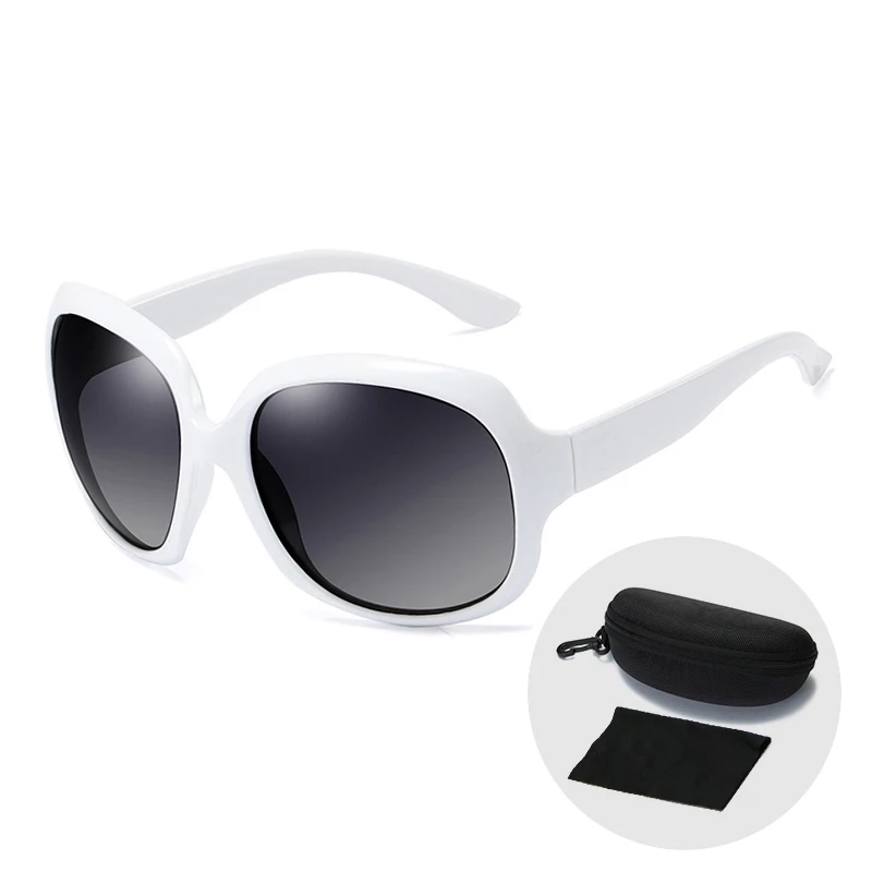 

Vintage Oversized Polarized Sunglasses Brand Designer Plastic Big Frame Glasses Woman Shade Goggle Driving Sun Glasses with Case