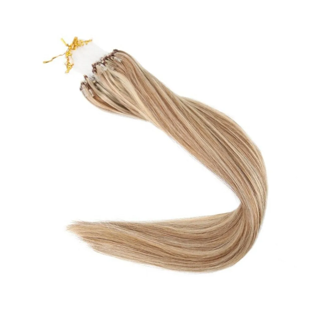 Full Shine Micro Loop Human Hair Extensions Piano Color Micro Loop Ring Hair Highlight Color Remy Hair Pre Bonded Hair Extension