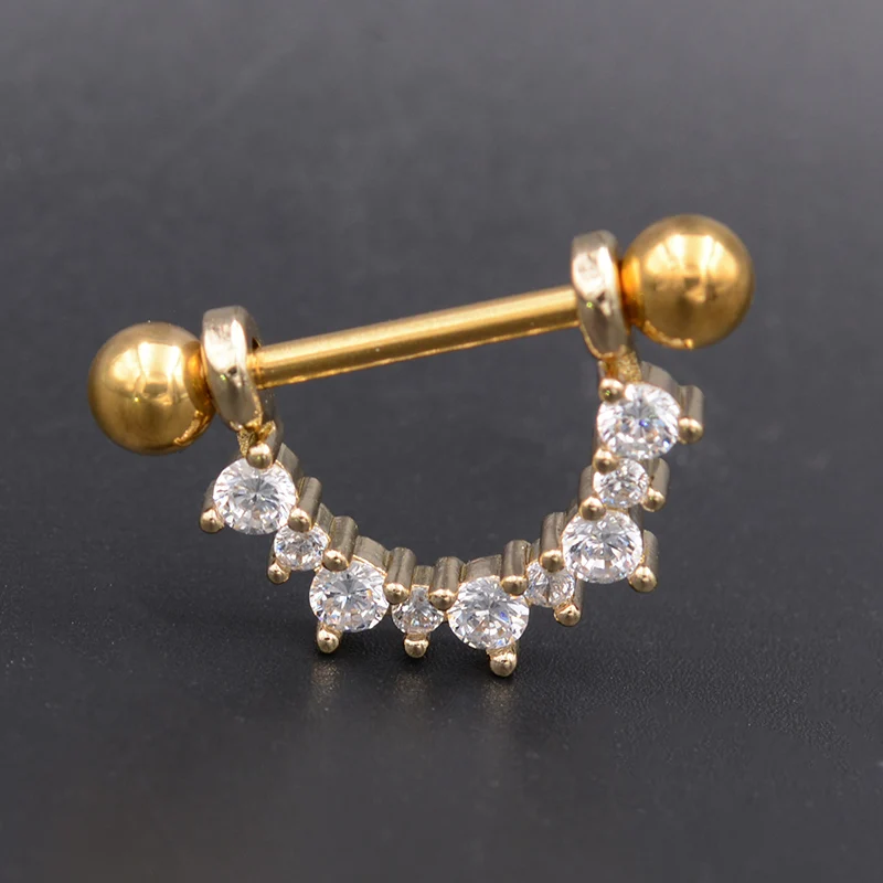 Starbeauty 2 pcs/lot Crystal Golden Ball Nipple Piercing Mamilo, Sexy