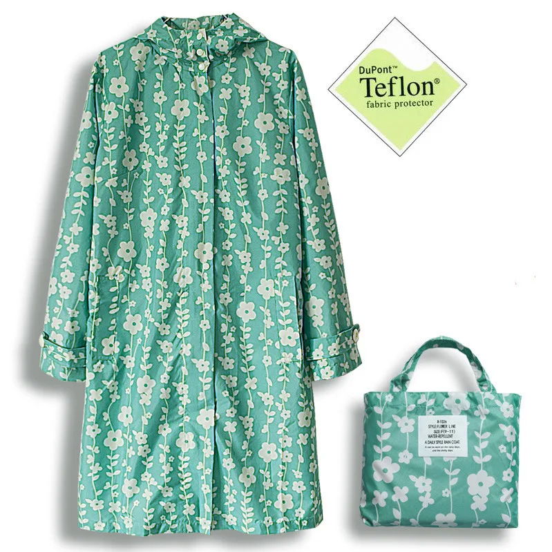 Japan Womens Portable Tour Long Trench Raincoat 12