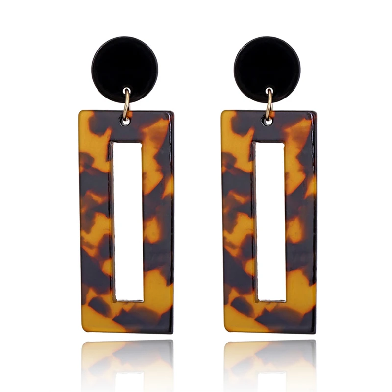 

2019 Fashion Jewelry Simple Design Geometric Earrings Square Rectangle Tortoiseshell Acrylic Earrings for Women Leopard Earring