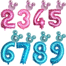 32 дюйма розовый и голубой номер Фольга надувные шары Mickey Minnie воздушный шарик Милая футболка с рисунком персонажей игры «игрушка для мальчиков и девочек декор для вечеринки в честь Дня Рождения