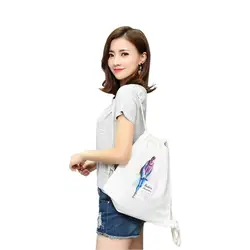 Экологическая безопасная парусиновая завязка женский рюкзак на веревках текстильная сумка для ноутбука рукав карман для сотового
