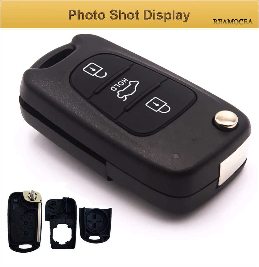 Reamocea 3 Buttons Car Flip Key Case Cover Auto Remote Control Keyless Entry Fob Shell S161C For KIA Rondo Sportage Soul Rio  (8)
