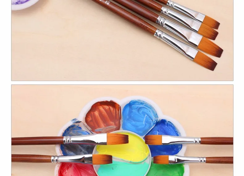 Escova de Óleo Conjunto para Artista Bianyo Punho Longo Náilon Cabelo Forma Plana Estudante Escola Acrílico Aquarela Pintura Ferramenta Suprimentos 13 Pçs 10 forma plana escova de óleo conjunto para
