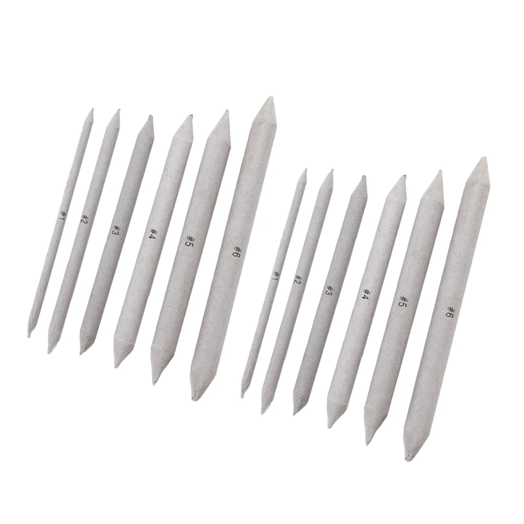 12 Pieces Blending Smudge Tortillon Stump Sketch 6 Sizes Art Sketch Drawing Tool Pastel Charcoal Blenders Kids Student Supplies