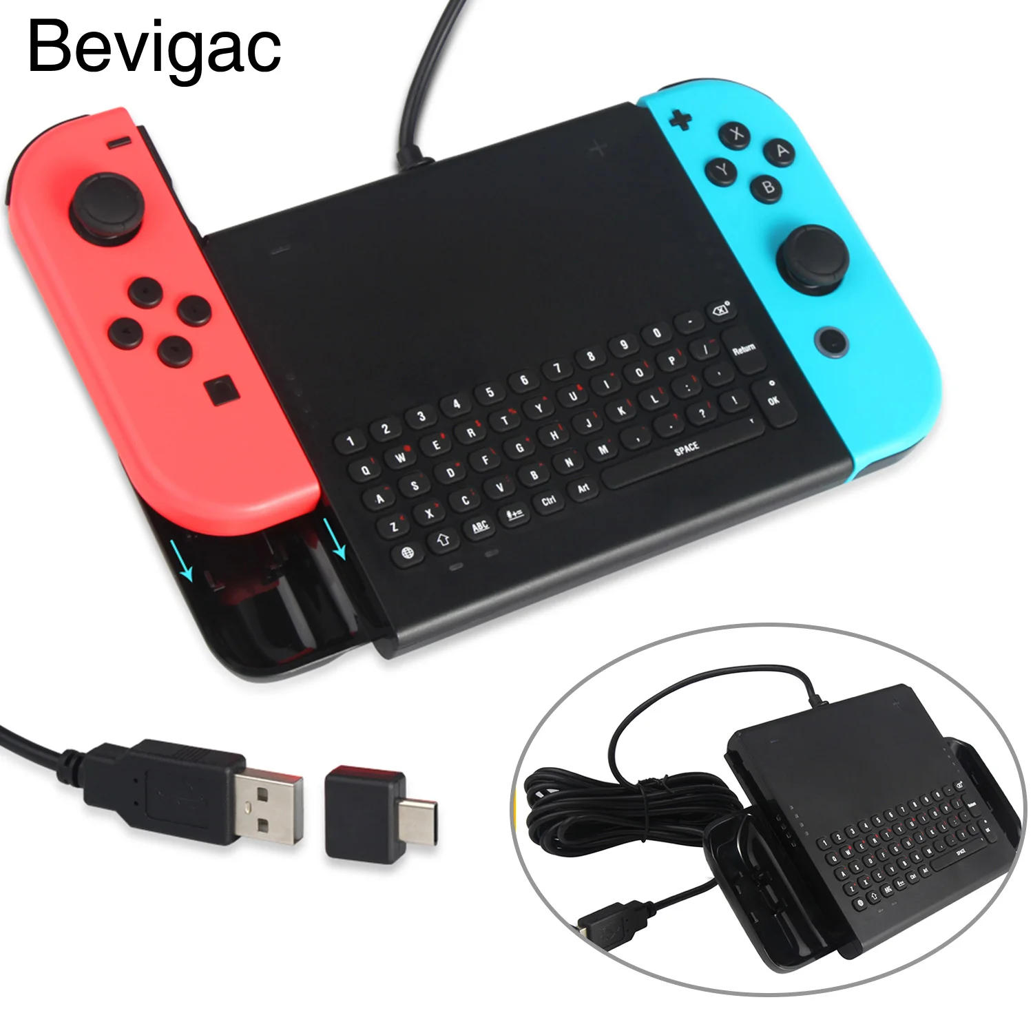 

Bevigac USB Wired Game Chatting Keyboard Gamepad Joypad Keypad w/Light Indicator for Nintendo Nintend Switch NS Joy-con Joycon