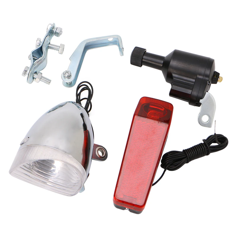 Motorized Bike Bicycle Friction Dynamo Generator Head Tail Light With