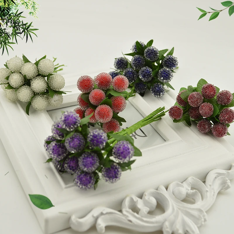 

12 pcs Artificial Flowers Strawberry Bouquet For Home Party Wedding Car Decoration DIY Wreath Gift Scrapbooking Craft Fake Flowe