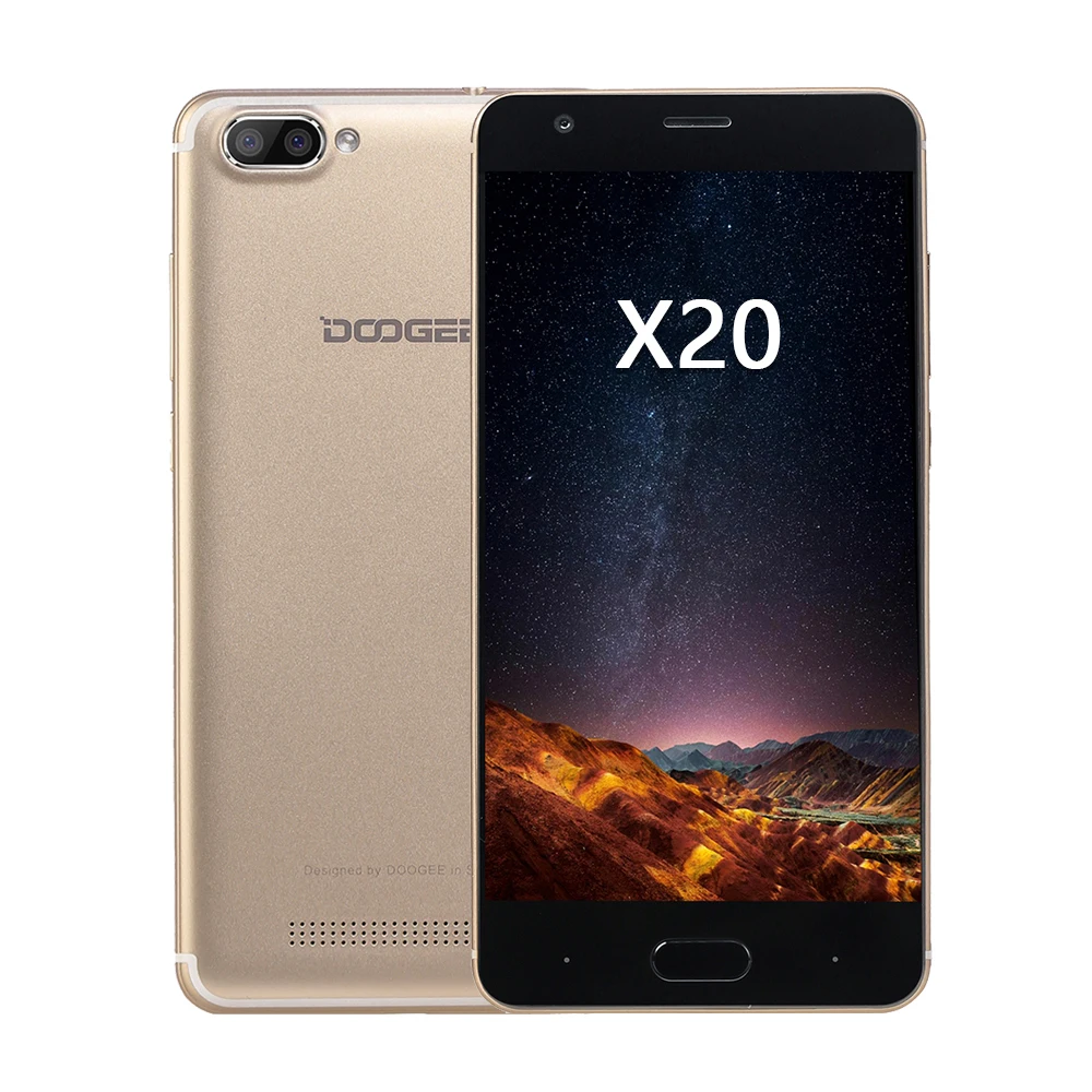 Original DOOGEE X20 MTK6580A Quad Core 1GB RAM 16GB ROM 2580mAh Dual Camera 5.0MP+5.0MP Android 7.0 5.0''HD Smartphone WCDMA
