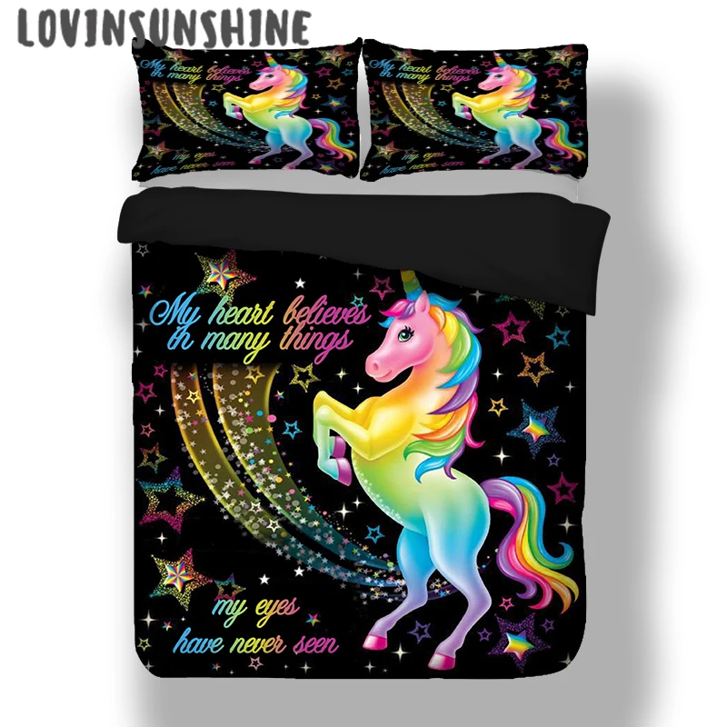 

LOVINSUNSHINE Quilt Cover Set Comforter Bedding Sets Unicorn 3d Digital Printing Kids Bedding AB#99
