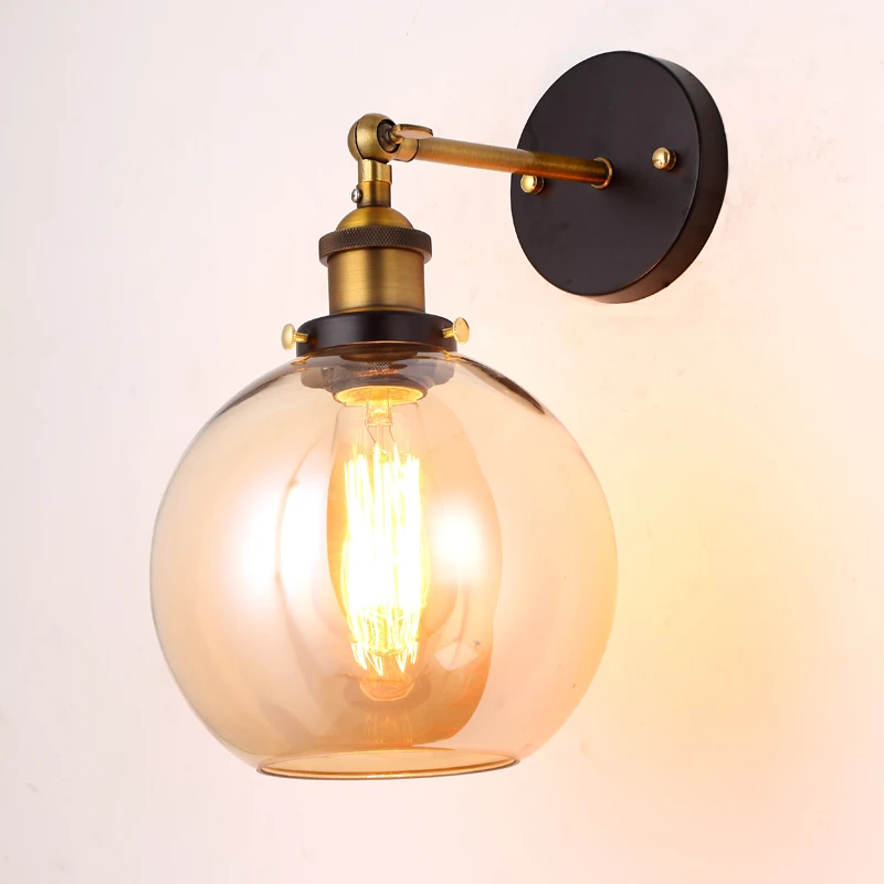  Wholesale Price Loft Vintage Industrial Edison Wall Lamps Clear Glass Lampshade Antique Copper Wall - 32422881093