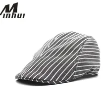 Minhui новая полосатая Кепка для мужчин и женщин плоская кепка шляпы козырек Gorras Planas