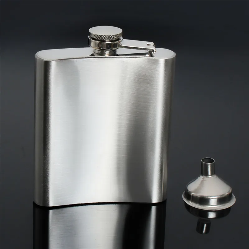 Mrosaa 1Pc 7OZ Stainless Whiskey Alcohol Pocket Hip Flask with Funnel
