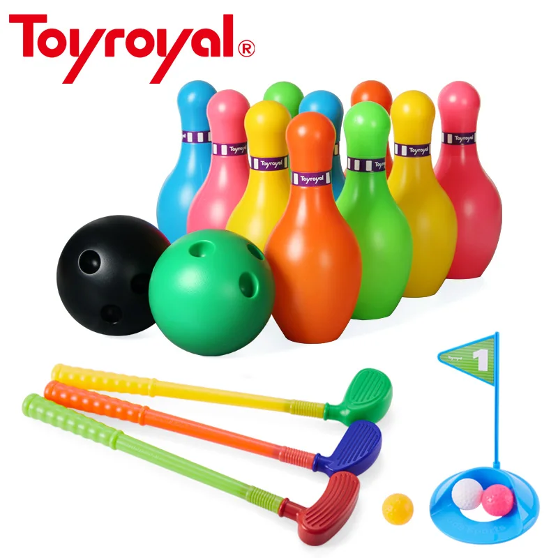 Toyroyal قوس قزح الطفل عاء الغولف لعبة الاطفال داخلي اللعب البلاستيك البولينج مجموعة الكلاسيكية ألعاب رياضية للأطفال ما قبل المدرسة العلامة الت...