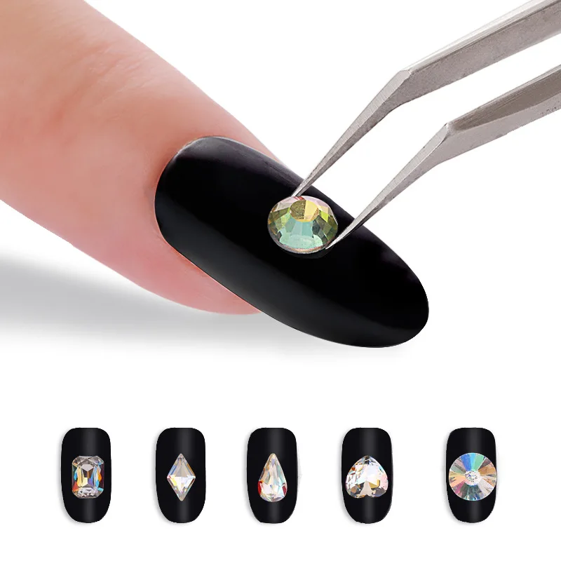 10 шт клей для ногтей для Ультрафиолетовый акриловый наклейки со стразами Ложные бусины для ногтей украшения MSI-19