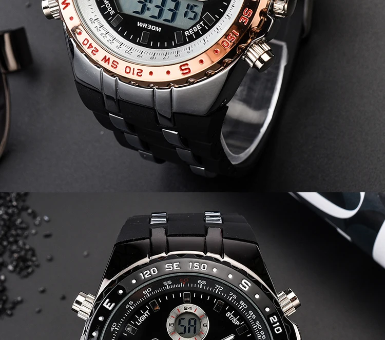 STRYVE Montre Homme универсальные спортивные часы для мужчин армия военная светодио дный LED аналоговые часы S шок Роскошные для мужчин