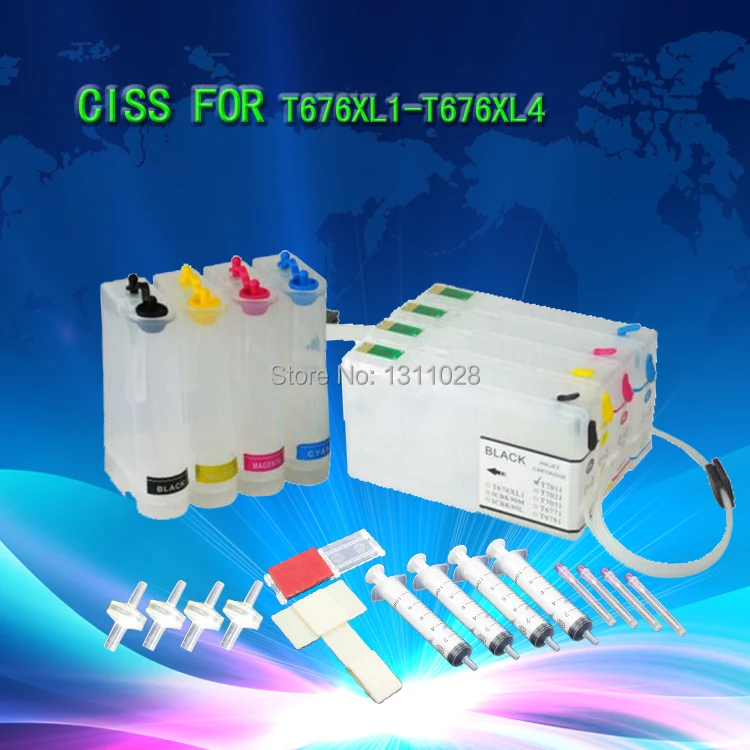 طريقة متكسرة T676XL1-T676XL4 الحبر الحبر نظام العرض ، كيبك بدون حبر للقوى العاملة برو WP-4020 WP-4030 WP-4040