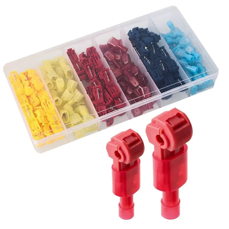 

120Pcs Terminal Boxed Set 6 Types Electric Wire Connectoe Assorted Insulated Clamp Cold-Press T-Tap Wire Spade Kit