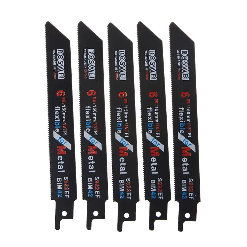 5Pcs 150mm 6 Blades Reciprocating Saw Sharp S922EF BIM 18TPI For